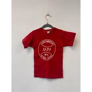 Vintage Greenbrier Softball Shirt Youth Small Red 1970 Barnabys Russell 70s